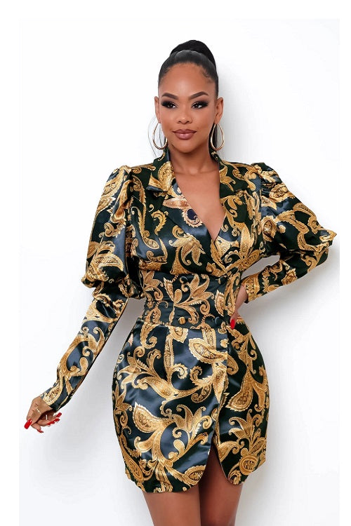 Black Gold Paisley Dress Blazer