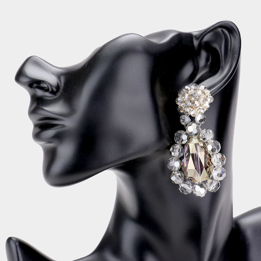 Clear Beading Smoked Bead Earrings