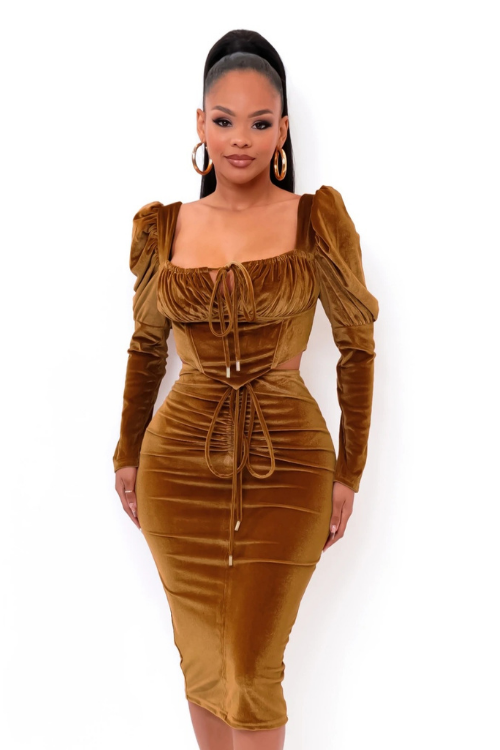 Rust Velvet Two Piece Set