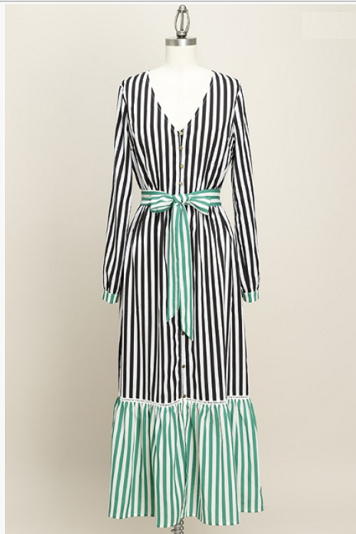 Black and White Striped Dress