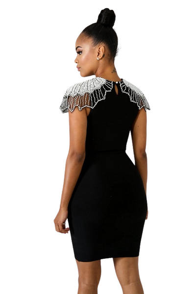 Bead and Crystal Collar Bandage Dress – ICONIC7