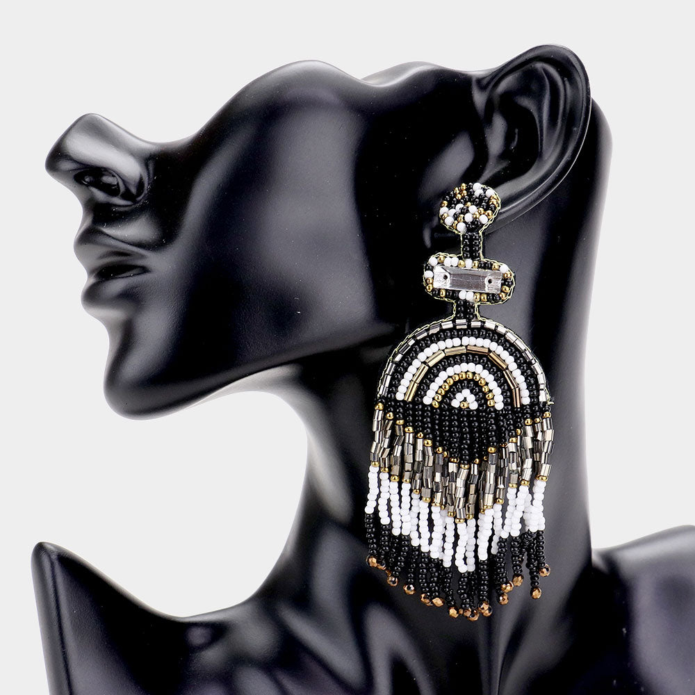 Black/ Bronze Seed Bead Earrings