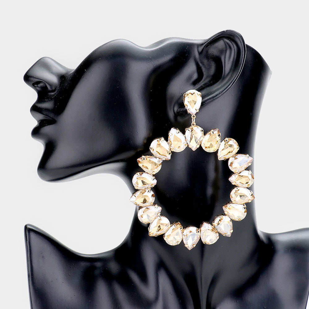 Glamour Circle Golden Iridescent Earrings