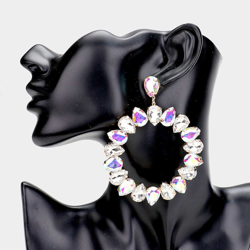 Glamour Circle Pink Iridescent Earrings