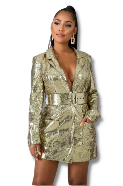 Gold Sequins Blazer Dress ICONIC7