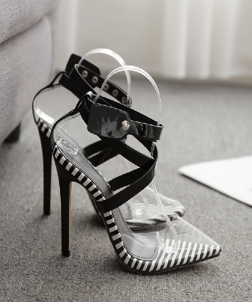 Black and white heels hotsell