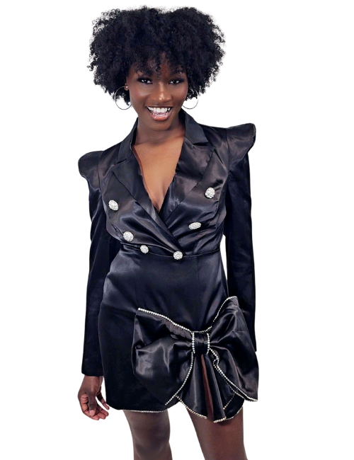 Black satin blazer clearance dress