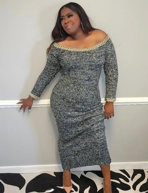 Black and Gray Sweater Bodycon Dress ICONIC7