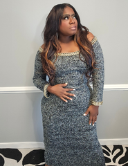 Black and Gray Sweater Bodycon Dress
