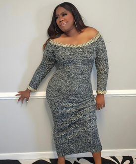 Black and Gray Sweater Bodycon Dress