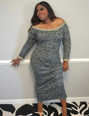 Black and Gray Sweater Bodycon Dress