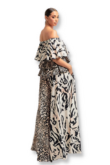 Animal Print Ruffle Layer Two Piece Set