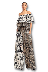 Animal Print Ruffle Layer Two Piece Set