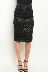 Black Beaded Sequin Skirt