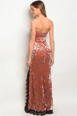 Rose Crush Velvet Black Lace Mermaid Dress