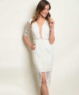 White Net Lace Up Dress