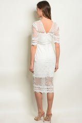 White Net Lace Up Dress