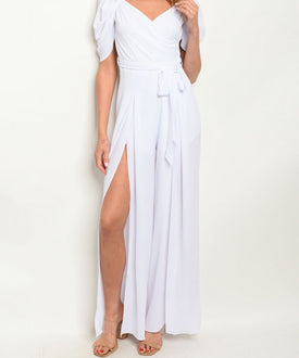 White Slit Jumpsuit