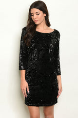 Black Sequins and Velvet Dress