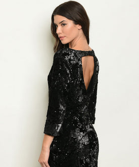 Black Sequins and Velvet Dress