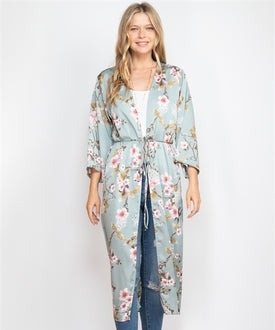 Mint Floral Kimono Duster