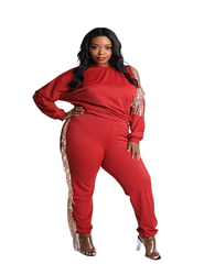 Curvy7 Casual Glam Burgundy Set