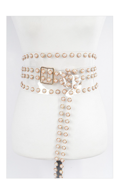 Clear Pearl Wrap Belt