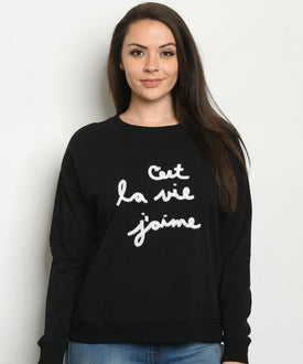 C'est La Vie J'aime "It's Life I Love" Sweatshirt Black