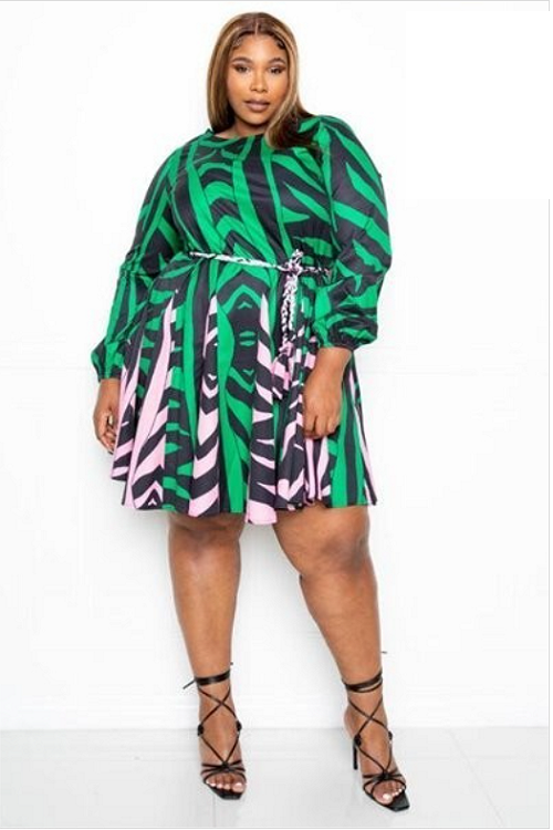 Green and Pink Bold Print Dress/Top