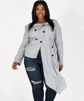 Gray Blazer Off Shoulder Top
