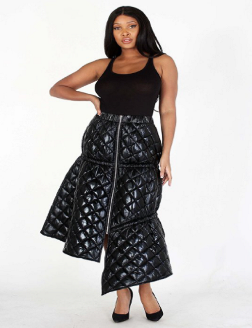 Black Patent Puffer Skirt