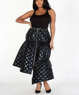 Black Patent Puffer Skirt