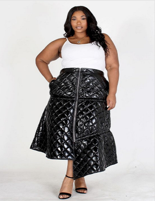 Curvy7 Black Patent Puffer Skirt