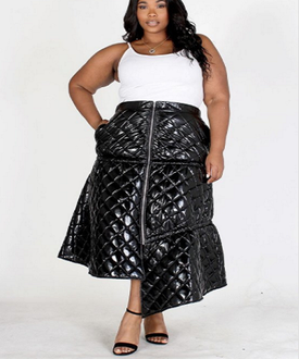 Curvy7 Black Patent Puffer Skirt