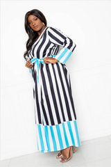 Stripes Wrap Dress Duster
