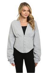 Gray Corset Jacket Sweatshirt