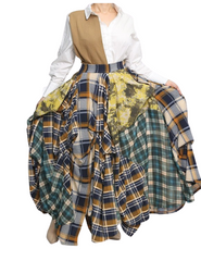 Blue Plaid Draping Skirt