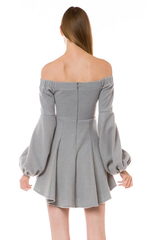 Gray Puff Sleeve Dress/Top
