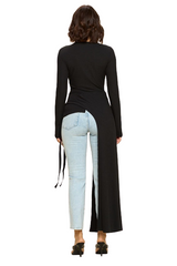 Black Long Sleeve Asymmetrical Top