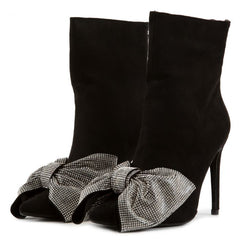 Black Bling Bow Bootie