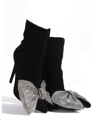 Black Bling Bow Bootie