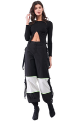 Black White Parachute Pants