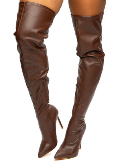 Dark brown shop thigh high boots