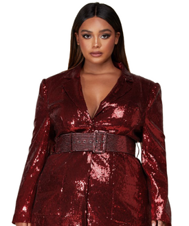 Burgundy Sequins Blazer Dress