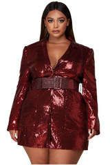 Burgundy Sequins Blazer Dress