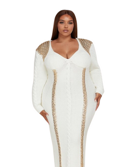 Chains in Cream Sweater Dress