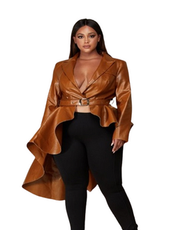 Curvy7 Camel High Low Blazer Top