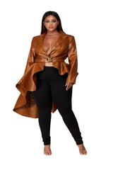 Curvy7 Camel High Low Blazer Top
