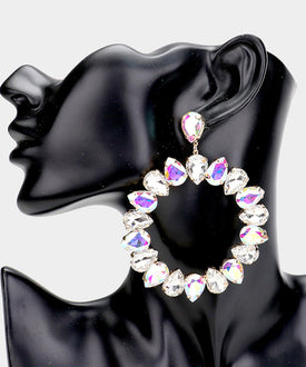Glamour Circle Pink Iridescent Earrings