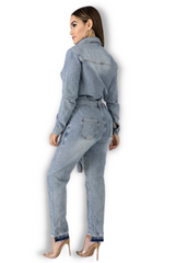 Distressed Denim Jumpsuit